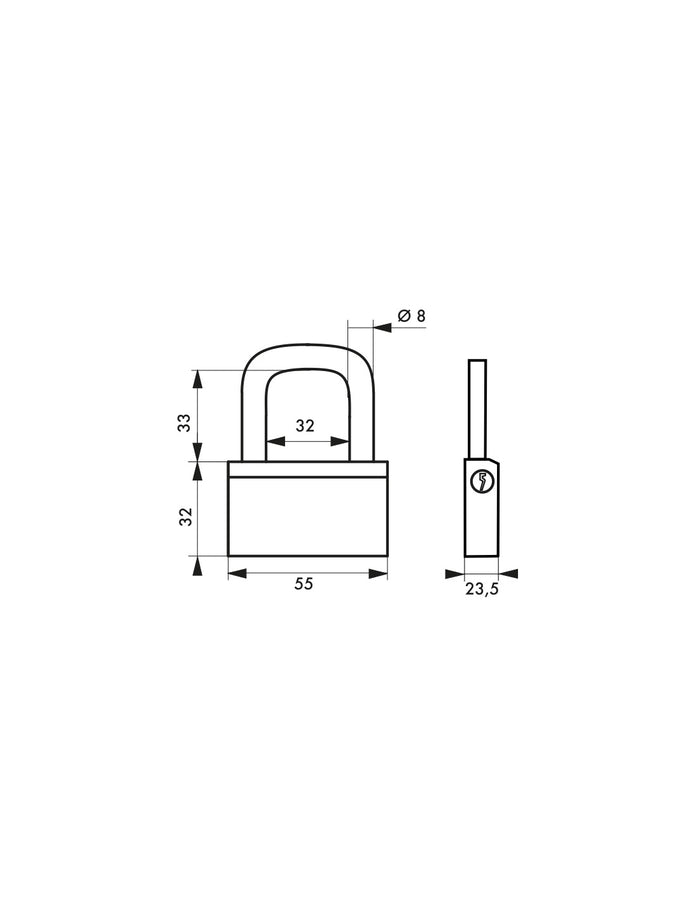 Lucchetto Ottone Nautic 55mm, 3 chiavi, anticorrosione, waterproof, uso esterno arco ottone - THIRARD