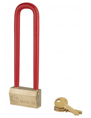 Lucchetto Ottone Nautic 55mm, 3 chiavi, anticorrosione, waterproof, uso esterno arco alto 148mm in acciaio  - THIRARD