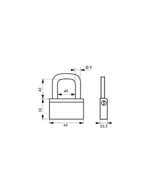 Lucchetto Ottone Nautic 65mm, 3 chiavi, anticorrosione, waterproof, arco acciaio temprato - THIRARD