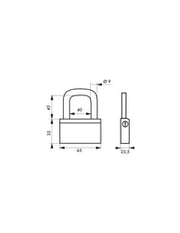Lucchetto Ottone Nautic 65mm, 3 chiavi, anticorrosione, waterproof, uso esterno arco ottone - THIRARD