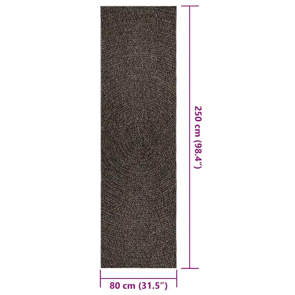 Tappeto ZIZUR Antracite 80x250 cm Aspetto Iuta Interni Esterni 4010344