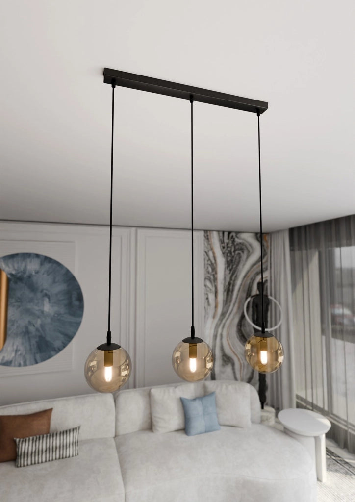 Lampadario Emibig Cosmo 3 3xE14 nero miele 70cm IP20