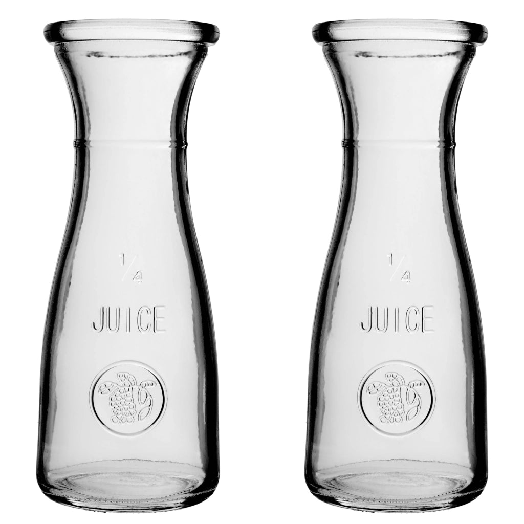 Set di 2 caraffe in vetro KADAX da 250 ml per acqua, acqua e limonata.