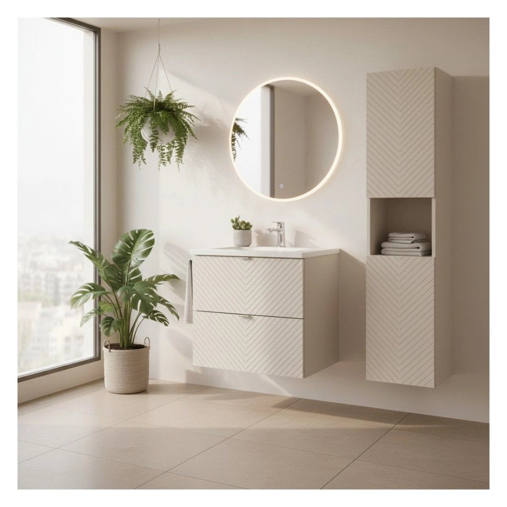 Set da bagno AOKI: mobile sottolavello con armadietti 60cm + lavabo incassato bianco