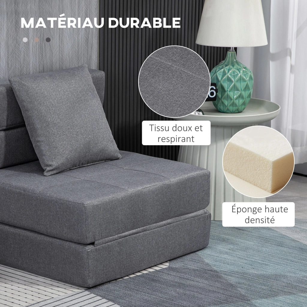 Poltrona letto ¨C Zephmum ¨C Grigio, tessuto, con cuscino