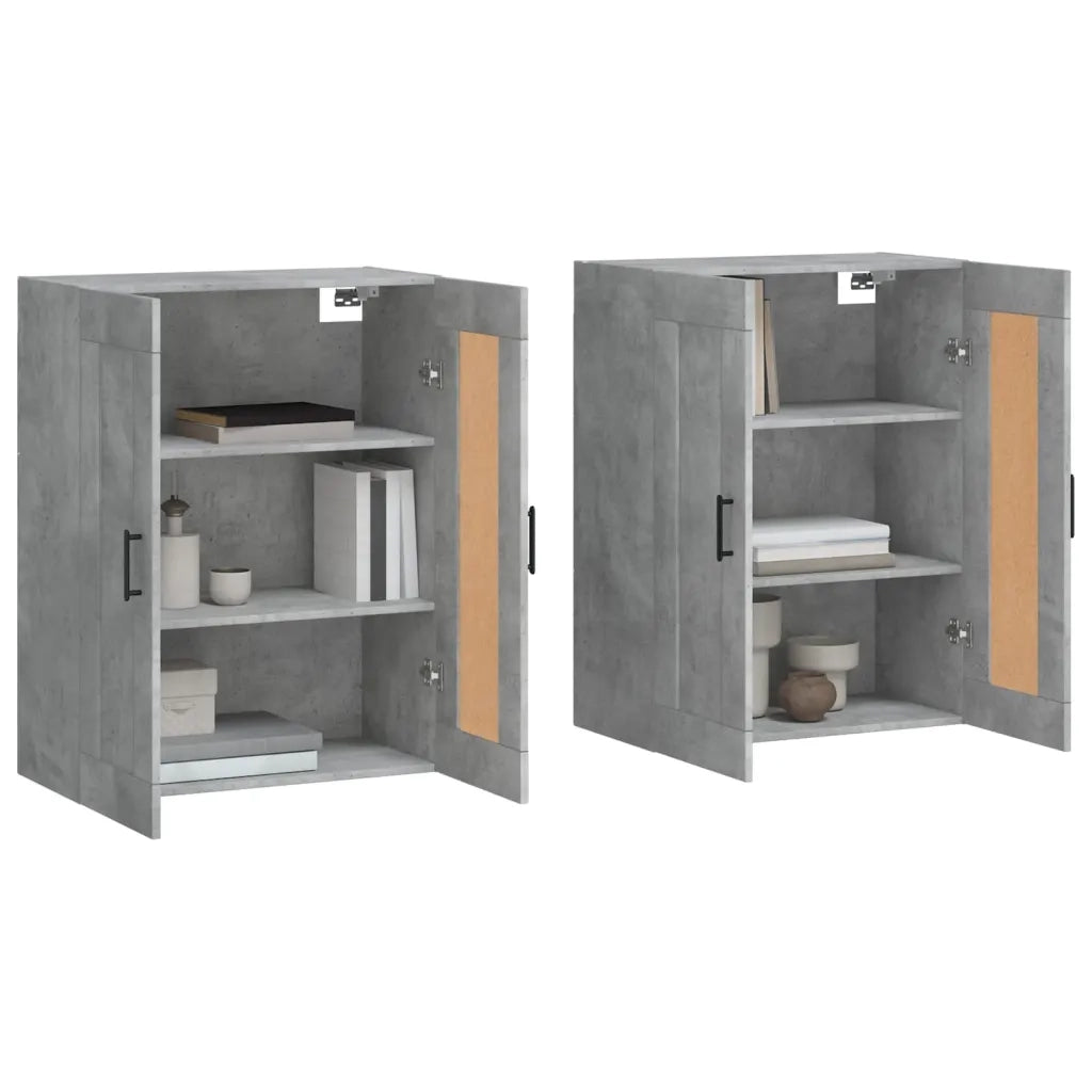 Armadietti a Parete 2 pz Grigio Cemento in Legno Multistrato 3198029