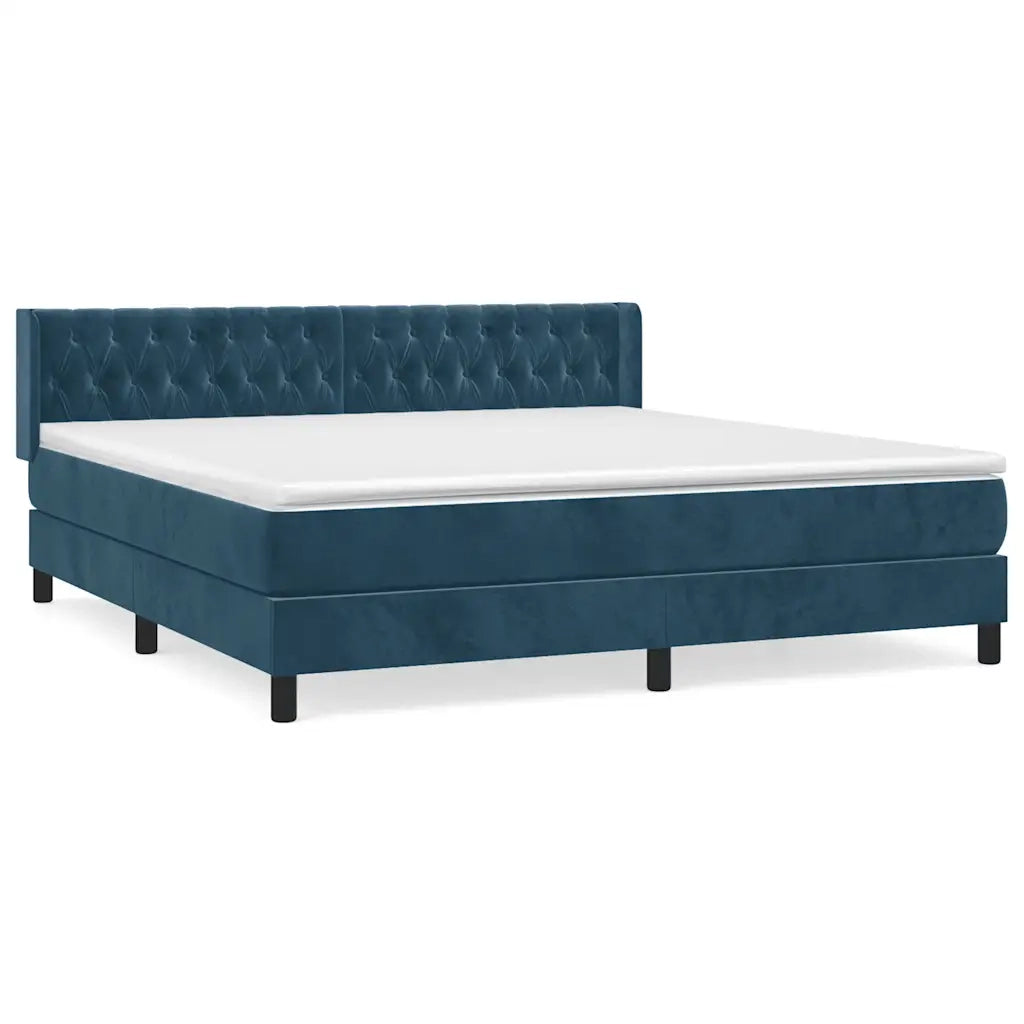 Giroletto a Molle con Materasso Blu Scuro 180x200 cm in Velluto 3131157