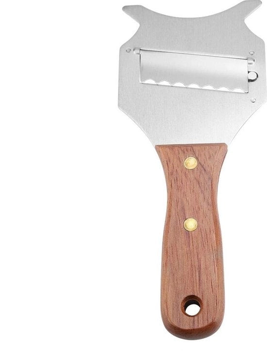 Truffelsnghiatore con lama regolabile - Apparecchio per la lavorazione del cioccolato - Affettatrice di formaggio - Acciaio inox/legno - 19,5 x 8 x 1,2 cm - Per truffe/formaggi