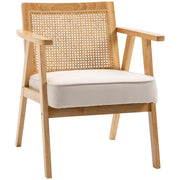 Sedia da pranzo imbottita in legno di caucci¨´ ¨C Xylo ¨C rivestimento tessuto effetto lino crema
