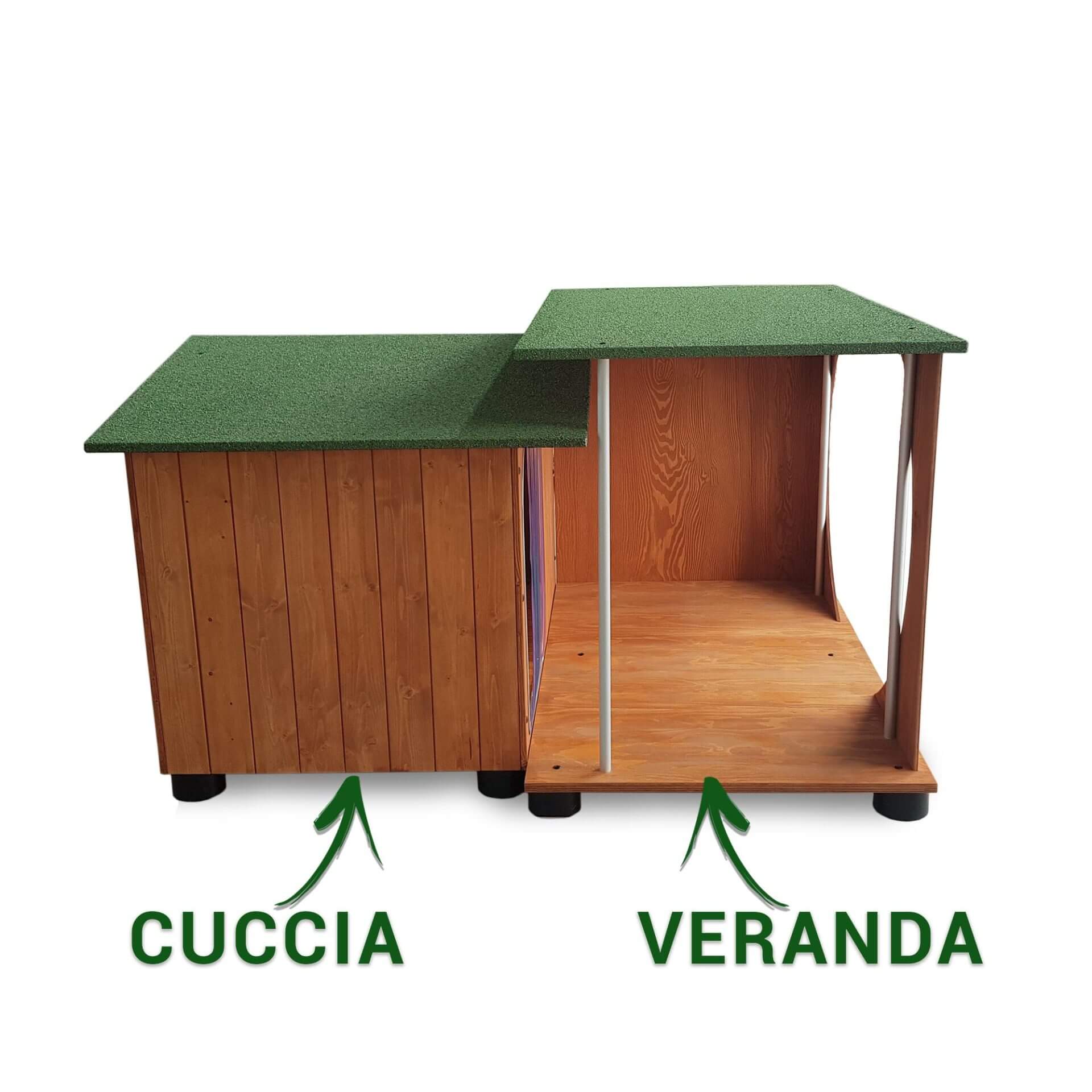 VERANDA IN LEGNO PER CUCCIA UNIVERSALE PASTORE E SIMILI L.102 xP. 67 x H.98 100% FABBRICATO IN ITALIA