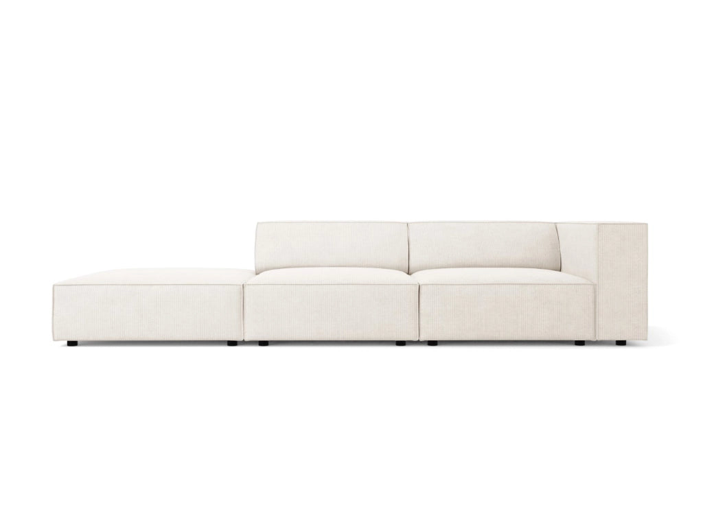 Cosmopolitan Design - Divano sinistro "Arendal" 4 posti in ciniglia con effetto a coste avorio 