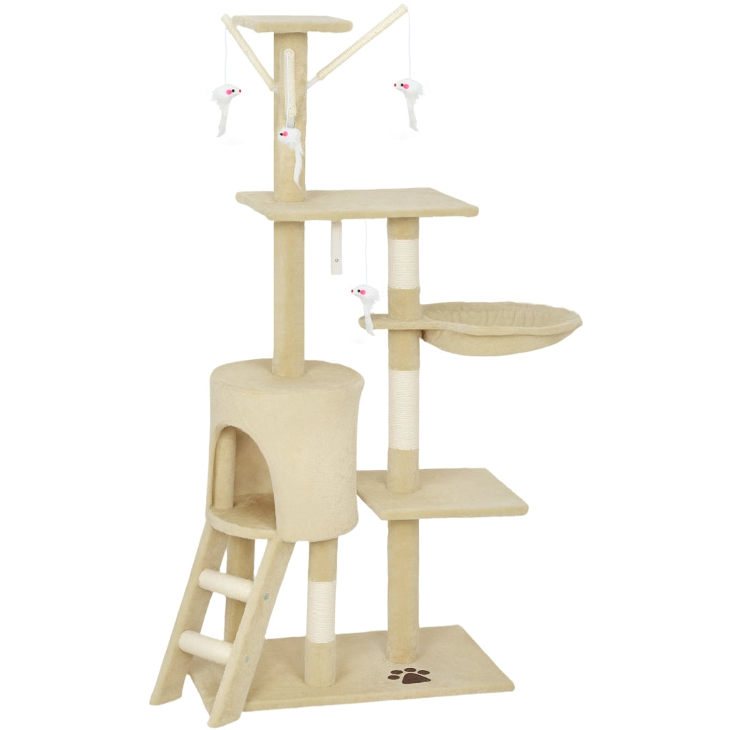 Casetta per Gatti con Trespolo e Piattaforme ¨C zephmum ¨C 60x35x134 cm Beige