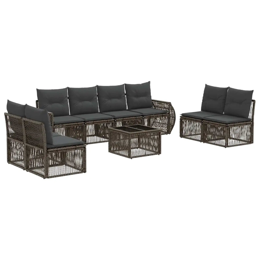 Set Divano da Giardino 9 pcs Grigio e Grigio Scuro polyrattan