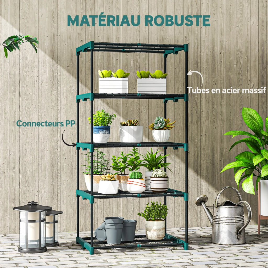 Scaffale porta piante 5 ripiani in metallo ¨C Xylo ¨C verde, 67x49x138 cm, interno/esterno