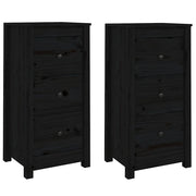 Credenze 2 pz | Madia | Buffet da pranzo | Armadio da pranzo Nere 40x35x80 cm in Legno Massello di Pino