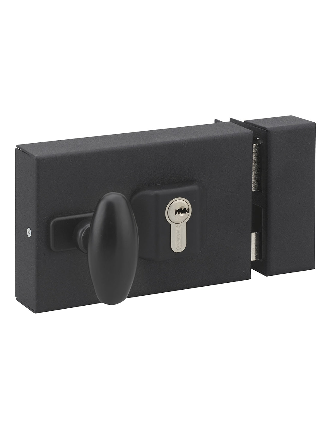 Serratura da applicare doppio cilindro con quadro maniglia , reversibile asse regolabile, 144x93mm, nero - THIRARD