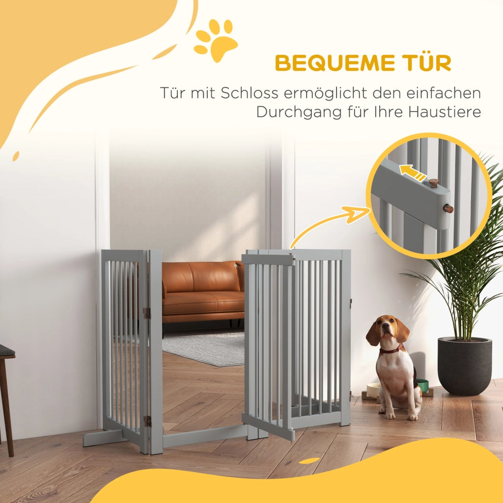 Cancello per Cani ¨C zephmum ¨C Legno, Grigio, 220x36x91cm