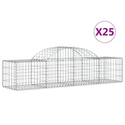 Cestini gabbioni recinzione a gabbia muro di contenimento ad arco 25 pezzi 200 x 50 x 40/60 cm ferro zincato argento 02_0040683