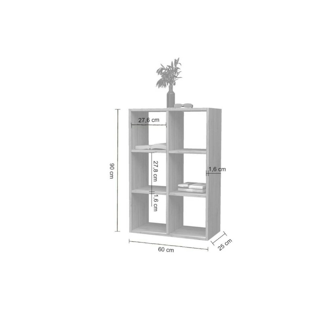 Libreria Acquaro, Mobile con ripiani, Biblioteca da ufficio, 100% Made in Italy, Rovere, cm 60x25h90