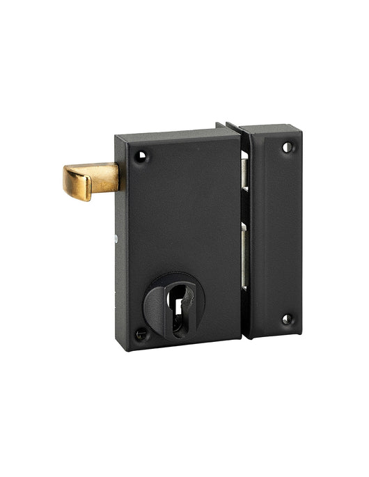 Serratura verticale da applicare doppio cilindro a tirante per porta esterna, asse 45mm, destra, 75x130mm, nero - THIRARD