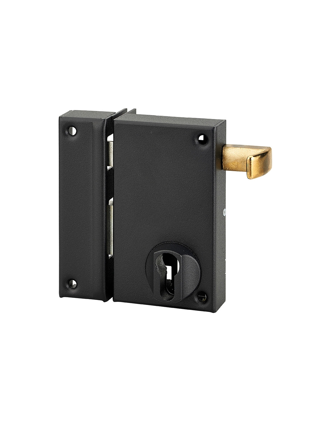 Serratura verticale da applicare doppio cilindro a tirante per porta esterna, asse 45mm, sinistra, 75x130mm, nero - THIRARD