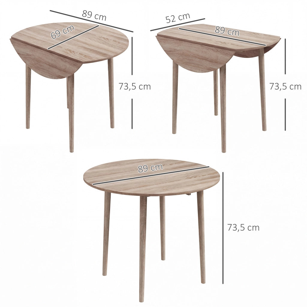 Tavolo da pranzo pieghevole e allungabile rotondo ¨C zephmum ¨C legno ?89x73.5H cm