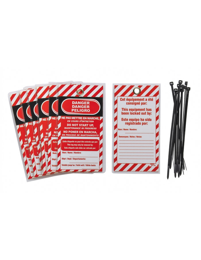 Set di 10 etichette Danger - Ne pas mettre en marche en cours d'entretien FR/EN/ES