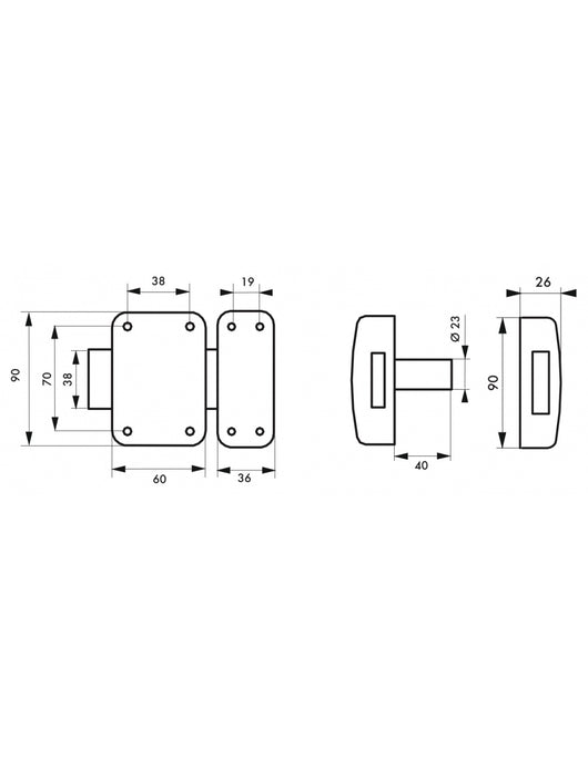 Serratura a chiavistello Capital a blocco unilaterale per porta cantina, cilindro 30mm, oro epossidico, 3 chiavi - THIRARD