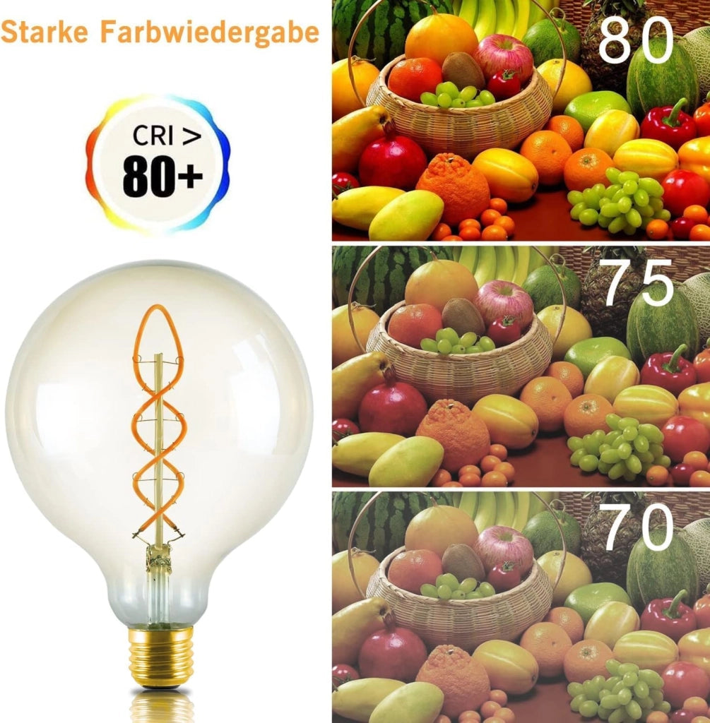 ZMH Confezione da lampadine LED vintage E27 G125 4W 2700K Bianco caldo lampadine a globo in vetro stile retrò