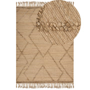 Tappeto Beige Juta 200 x 300 cm Tessuto a mano Linee geometriche con nappe Stile naturale Boho Tessile