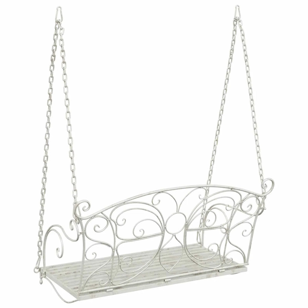 Panchina a Dondolo Acciaio 105,5 x 61 x 56 cm Bianco Antico CFW7053301