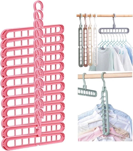 Organizzatore multifunzionale pieghevole - Aiutanti spaziali per risparmiare spazio - Pacchetto da 12 rosa - Per abbigliamento pesante