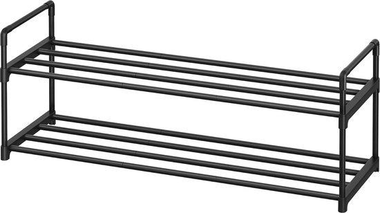 Raccoglitore per scarpe a 2 livelli per un massimo di 10 pair - Per soggiorno, ingresso e corridoio 92 x 30 x 33 cm nero LSA12BK scatola per stivali