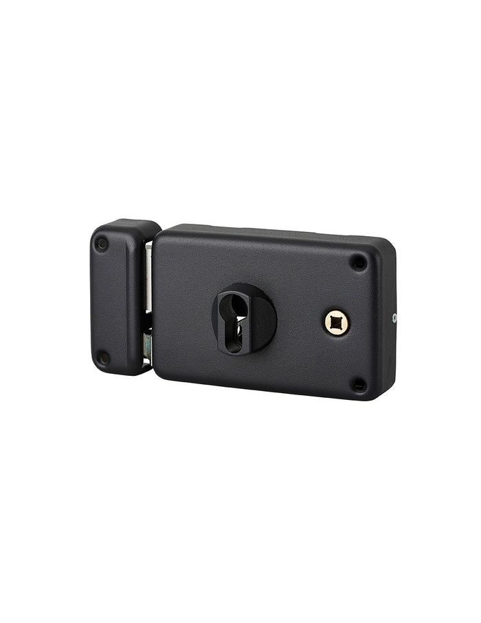 Serratura da applicare doppio cilindro con quadro maniglia , sinistra , asse 55mm, 140x88mm, nero - THIRARD