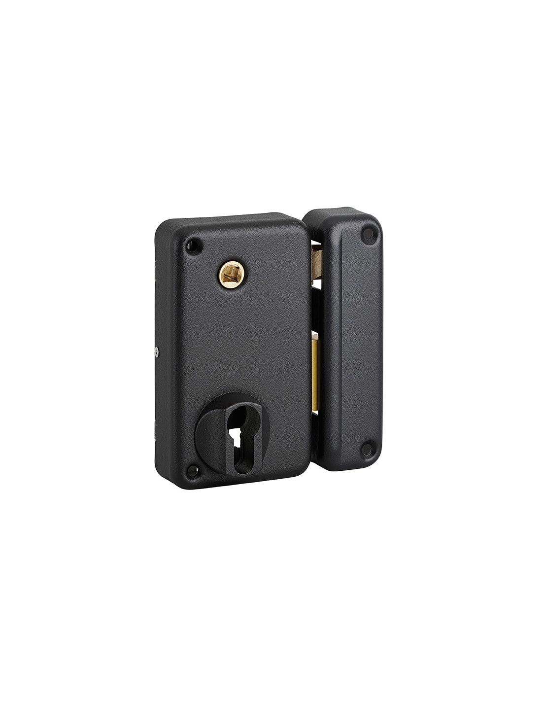 Serratura verticale da applicare doppio cilindro con quadro maniglia, destra , asse 45mm, 75x130mm, nero - THIRARD