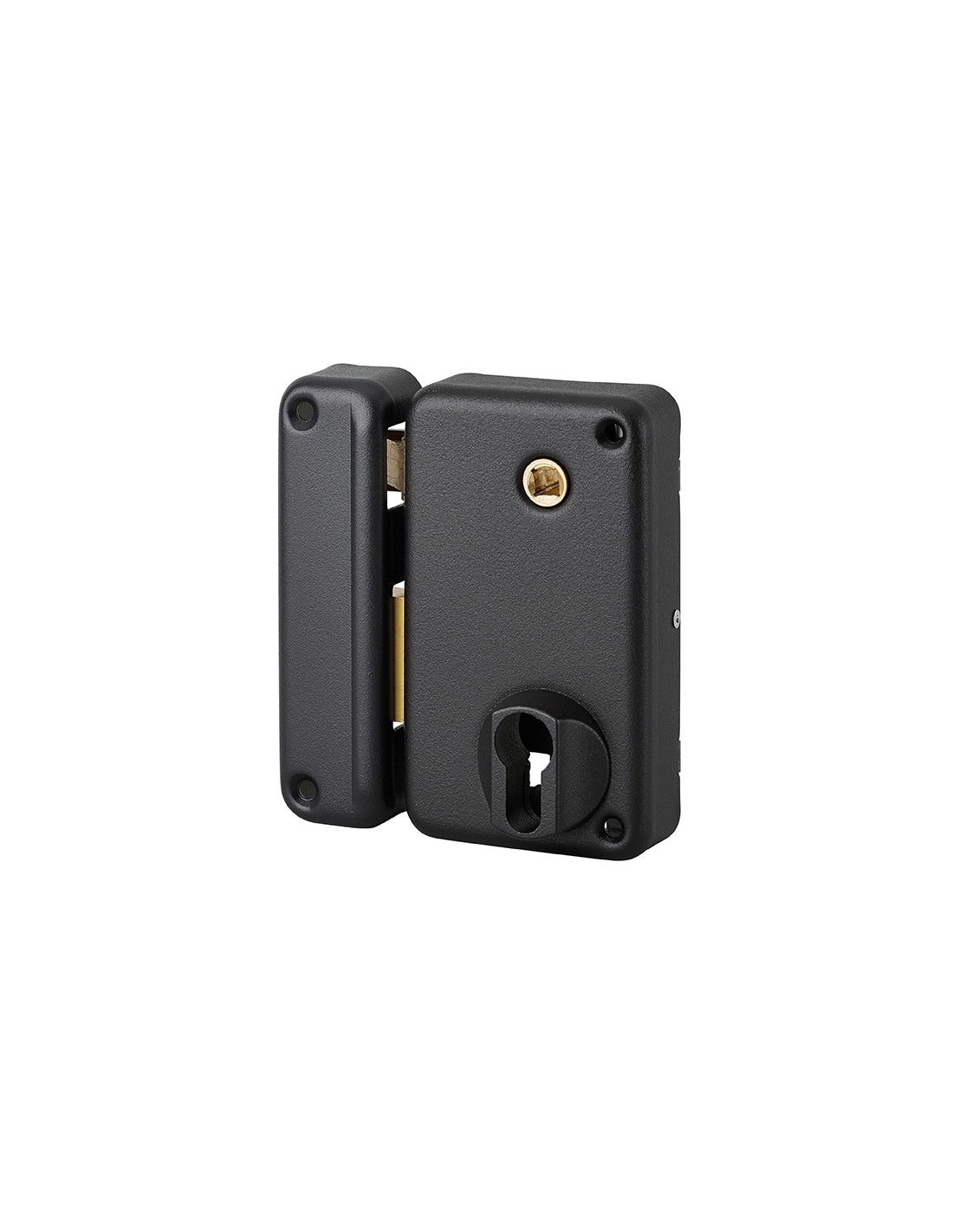 Serratura verticale da applicare doppio cilindro con quadro maniglia , sinistra , asse 45mm, 75x130mm, nero - THIRARD