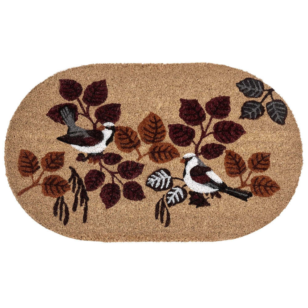 Zerbino Fibra di cocco naturale Retro in PVC Antiscivolo 50 x 80 cm Motivo a uccelli Decorazione moderna per interni ed esterni