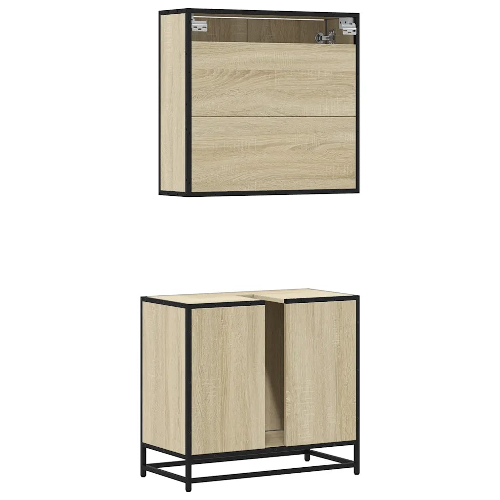 Set Mobili da Bagno 2 pz Rovere Sonoma in Legno Multistrato 3300916
