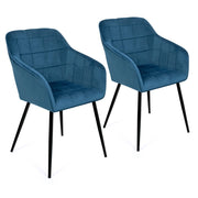 IDMarket - Set di 2 sedie in velluto blu con braccioli MADY