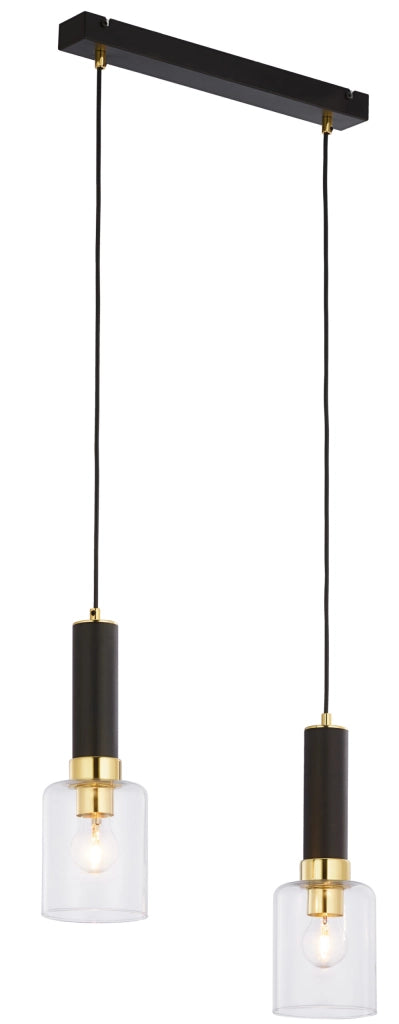 Lampada a sospensione Tuluza Jupiter nero-oro 44cm 2xE27