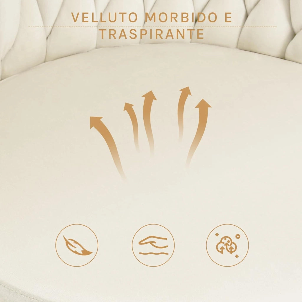 Sedie da Pranzo Girevoli Set di 6, Sedie da Cucina Ergonomiche Imbottite con Gambe in Metallo, Seduta in Velluto per Cucina, Soggiorno, Balcone, Beige, EZS84be-6