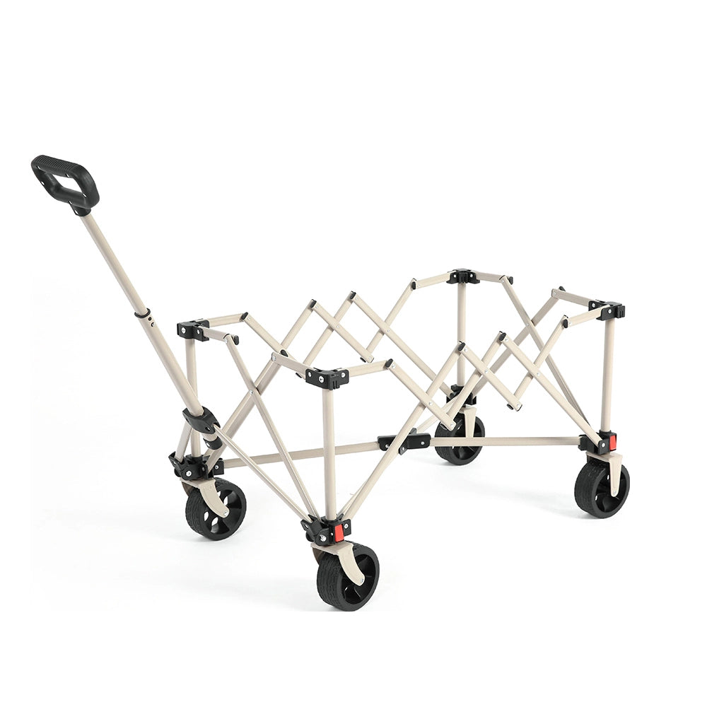 Carrello pieghevole robusto - Xylo - Ruote fuoristrada manico regolabile - Beige