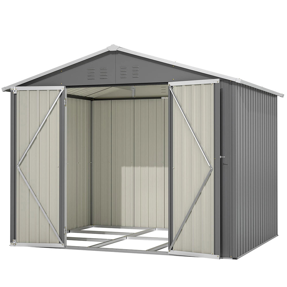Ripostiglio per attrezzi in metallo - Xylo - 8x6FT - Colore antracite - Porta battante, ideale per attrezzi da giardino