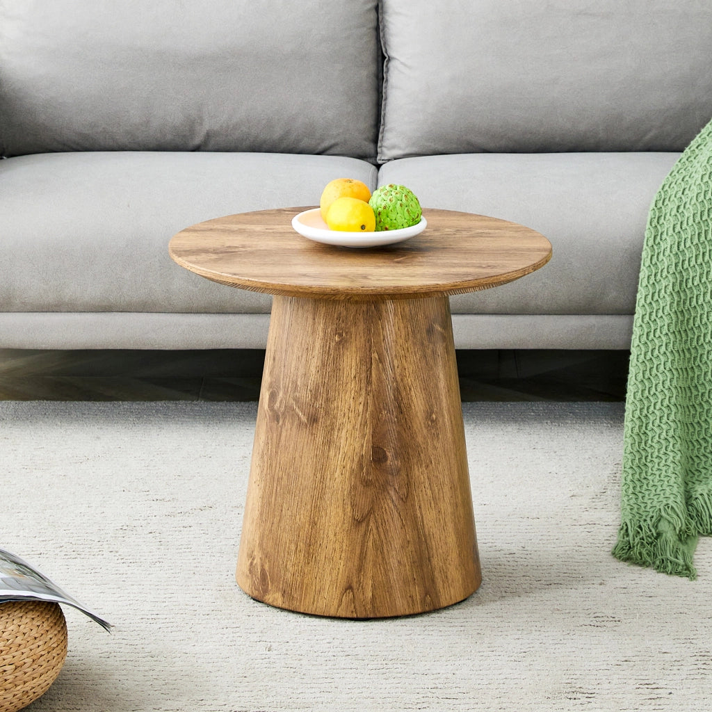 TAVOLINO ROTONDO 50 cm Effetto legno MDF