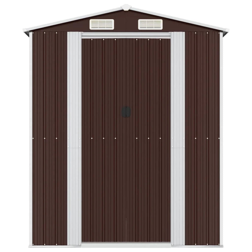 Casetta da giardino cabina ripostiglio capanno da esterno capanno per attrezzi robusta scura 192 x 689 x 223 cm acciaio zincato marrone 02_0022323