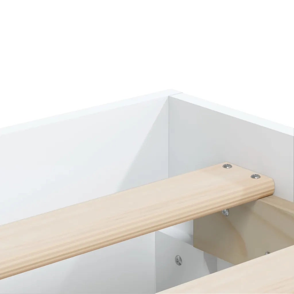 Giroletto con Cassetti-Struttura Letto con contenitore Bianco 140x200 cm in Legno Multistrato 631085