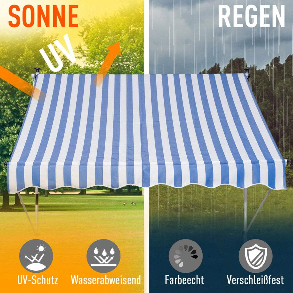 Tenda da sole a braccio pieghevole con manovella ¨C zephmum ¨C 150 cm blu e bianco
