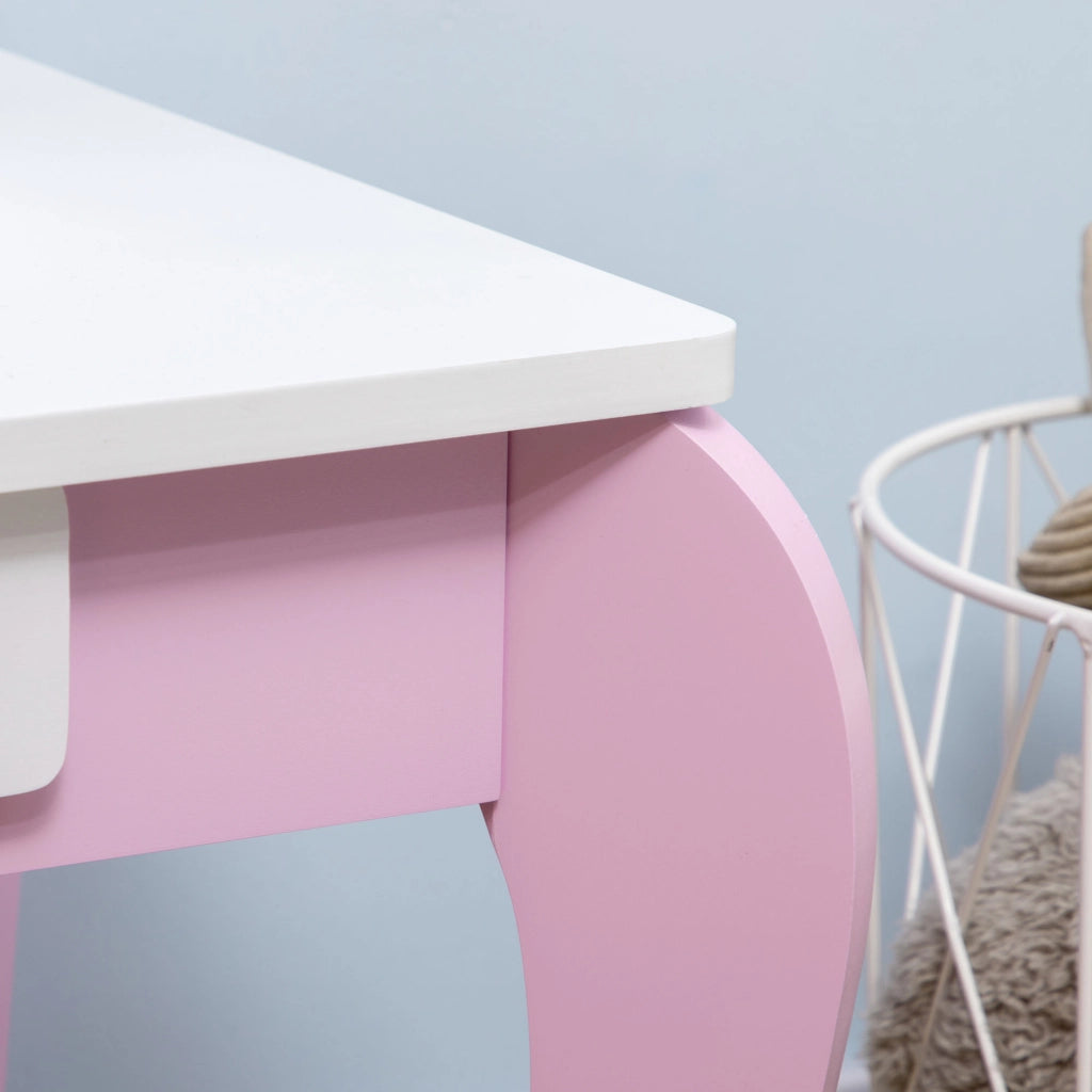 Set trucco bambini con tavolino, specchio e sgabello ¨C zephmum ¨C rosa
