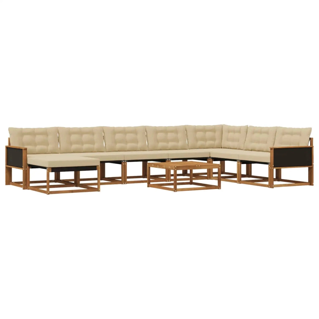 Set di divani da esterno con cuscino 9 pcs Naturale e Beige