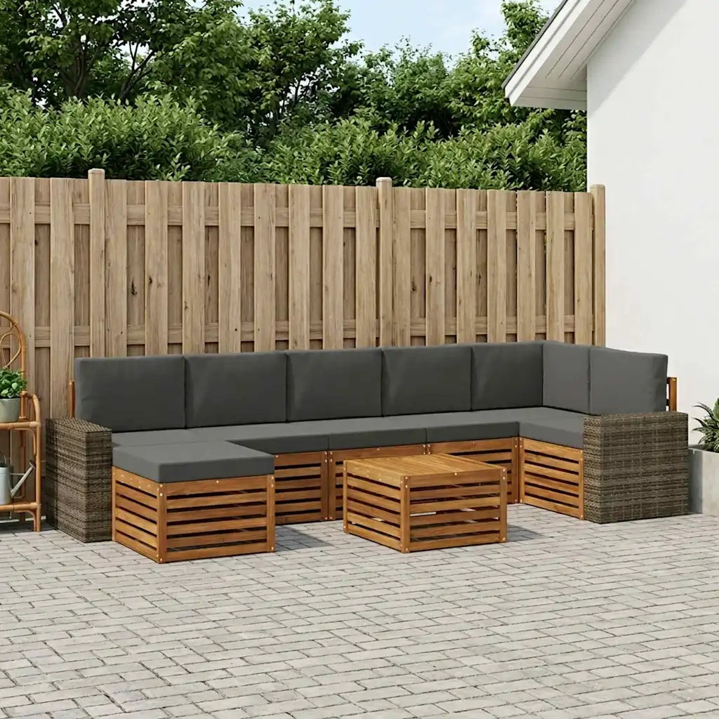 Set di divani da esterno con cuscino 8 pcs Naturale e Antracite 3384668